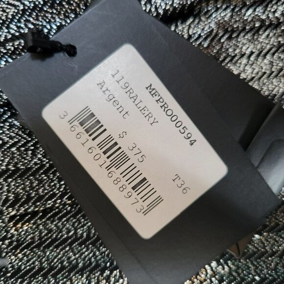 NWT Maje Ralery Mini Dress Argent Women's Striped Metallic Long Sleeve - Size 4 - Picture 5 of 12